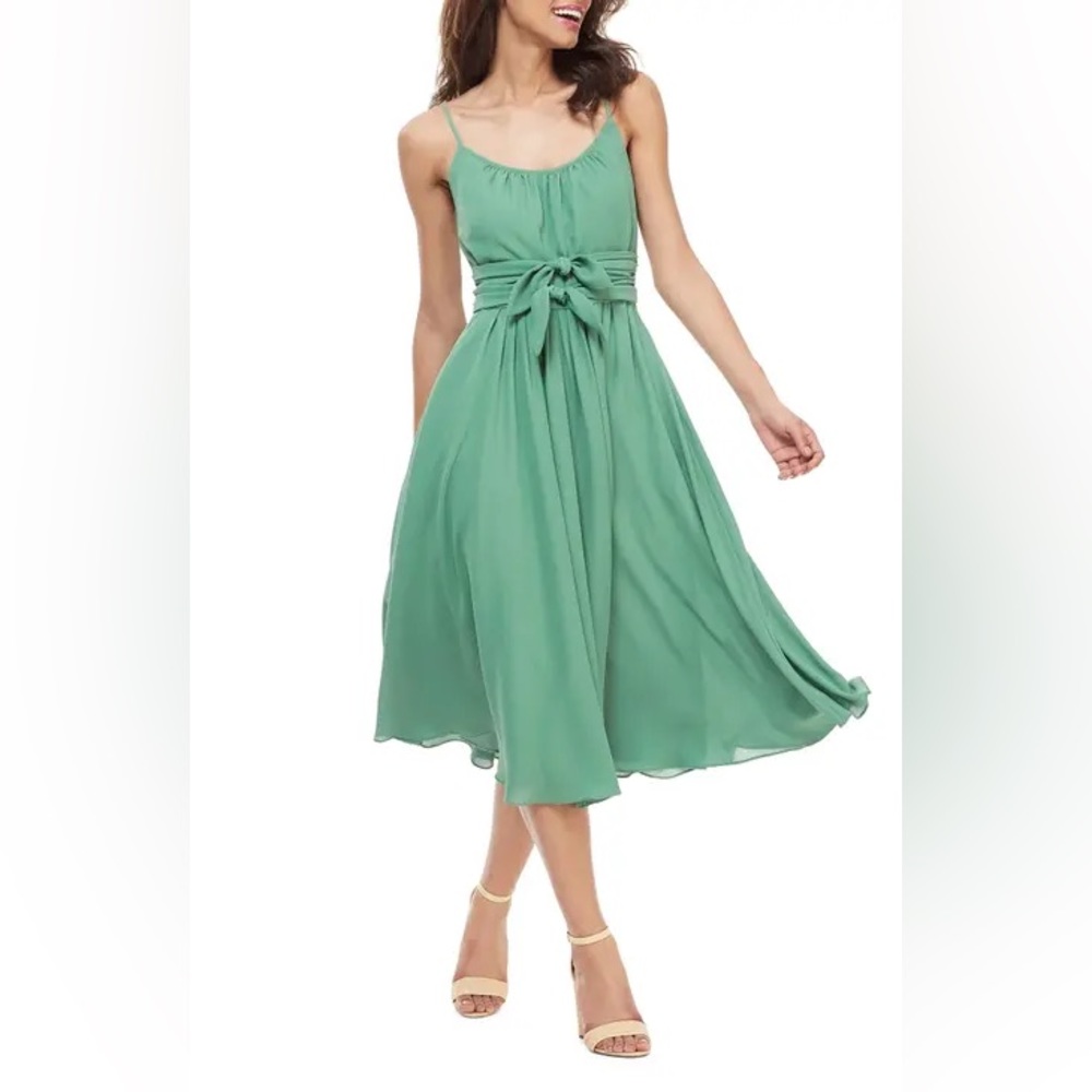 Gal Meets Glam Mint Green Midi Tie-Waist Dress